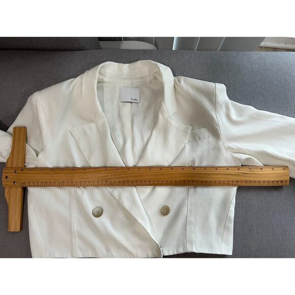 650 $ Fiorla Ivory Silk Linen Cropped blazer Top ,USA ,Womens Size 4-L - Picture 7 of 9